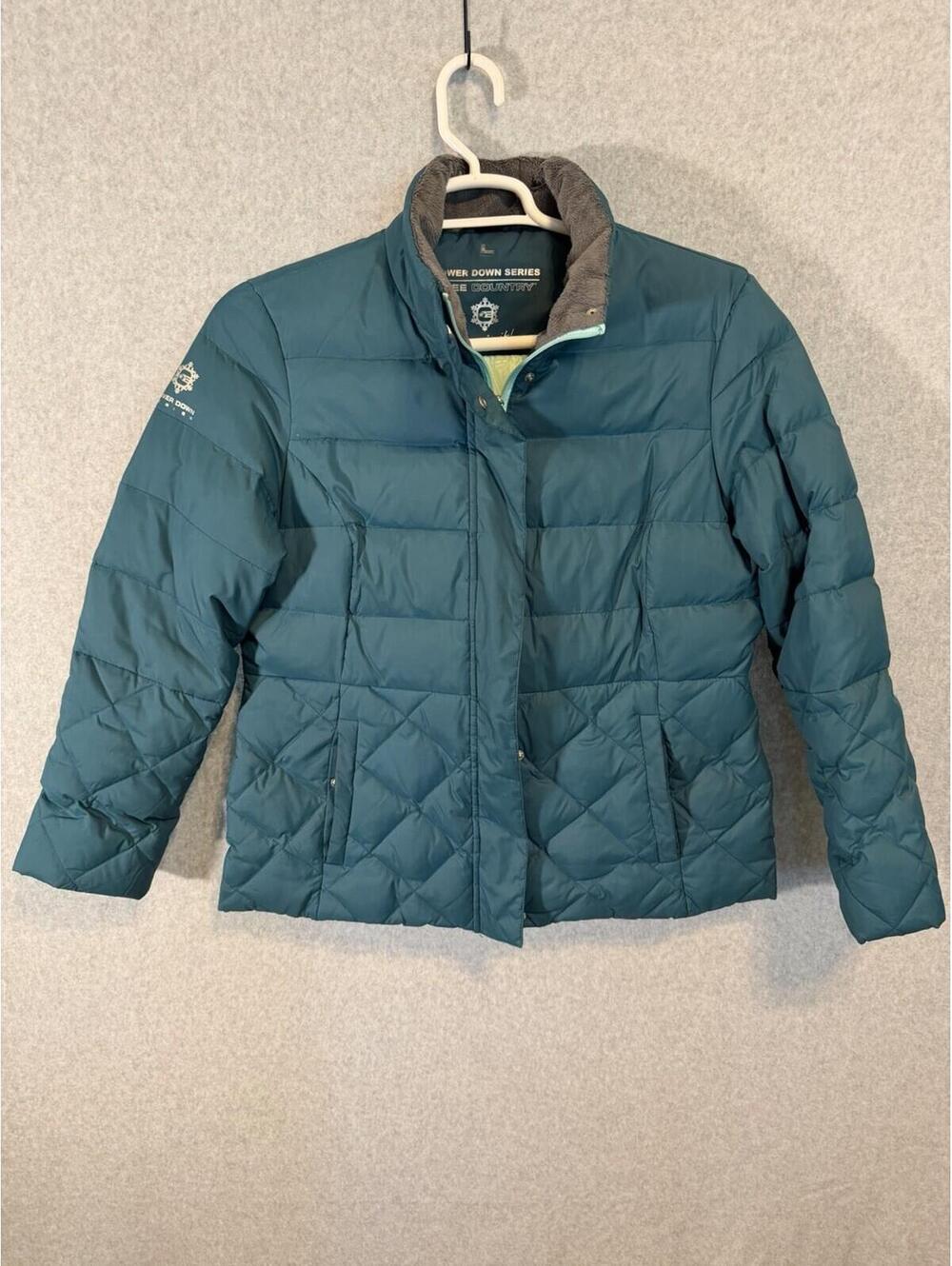 FREE COUNTRY Womens Power Down Series Puffer Coat Large Dark Teal